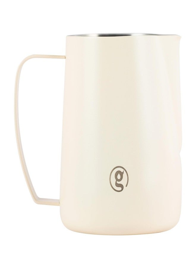 Gemilai 450ml Milk Frothing Pitcher -15.2oz Professional Coffee Steaming Jug for Lattes, Cappuccinos & Espresso, Heat-Resistant Handle, Easy Pour Spout, Durable & Easy to Clean,White - Image 1