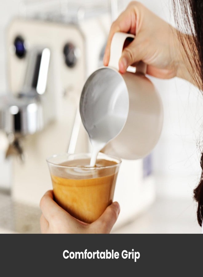 Gemilai 450ml Milk Frothing Pitcher -15.2oz Professional Coffee Steaming Jug for Lattes, Cappuccinos & Espresso, Heat-Resistant Handle, Easy Pour Spout, Durable & Easy to Clean,White - Image 2
