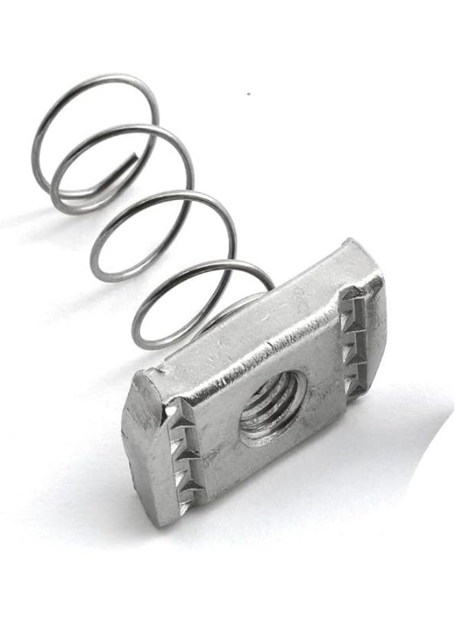 Biella Strut Channel Nuts, M10 - Spring Nuts With Zinc Electroplate Finish, Long Spring Design For Use With Strut - Image 3