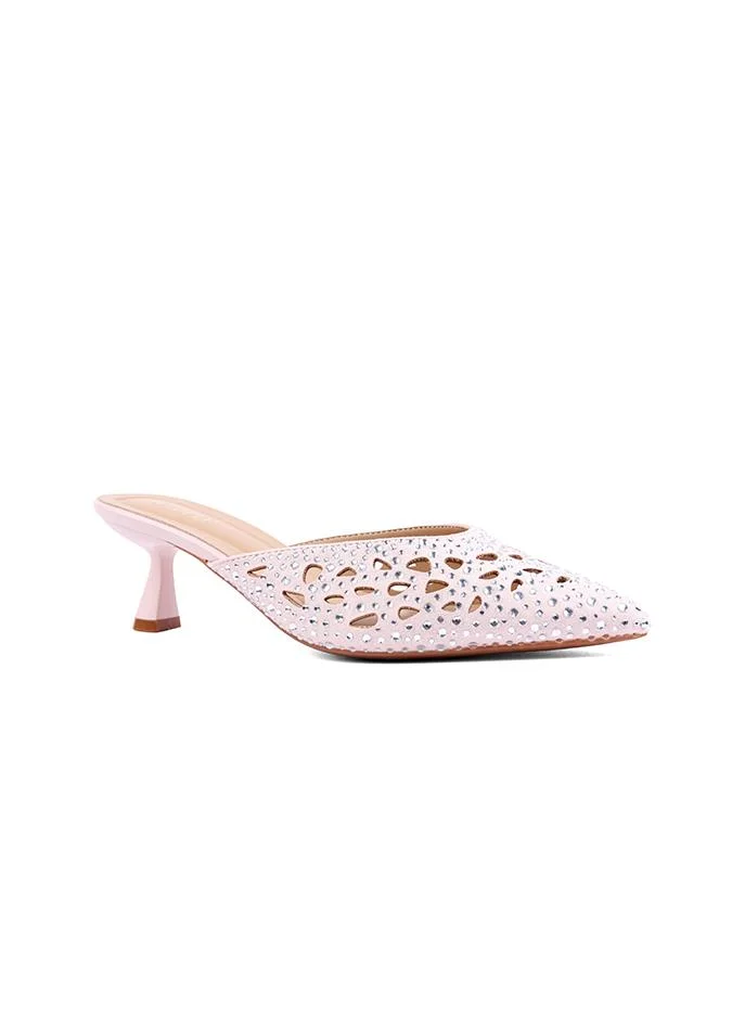 Cuple Nude Women's Suede PU Heeled Shoes with Diamond Detail from Cuple for Women | Best Price UAE