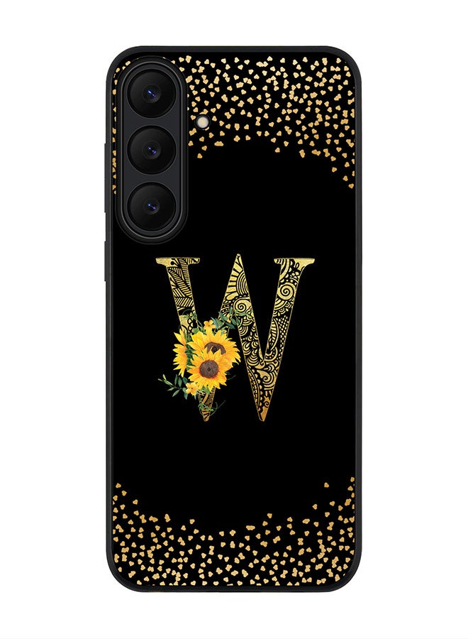 Stylizedd For Samsung Galaxy S25 FE Case,Slim fit Camera Protection, Shockproof Thin Phone cover  - Custom Floral Monogram - W ( Black )