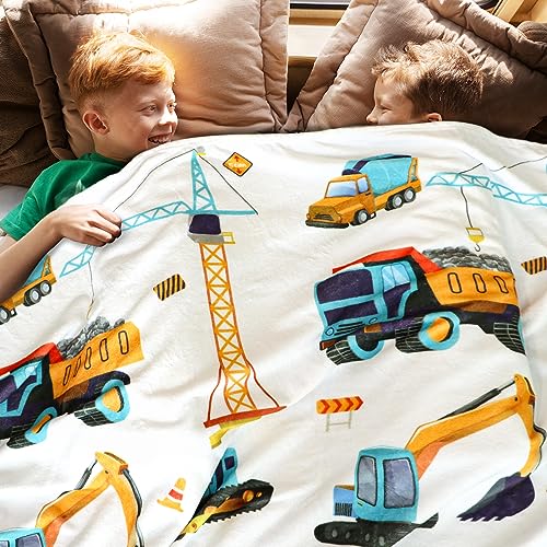 AISDE Construction Truck Blanket Boys Excavator Plush Throw Blanket Soft Fuzzy Flannel Tractor Blanket for Bed Couch Sofa Decor Blankets Trucks Car Lover Toddler Kids Blankets Gifts 60"x50" - Image 2