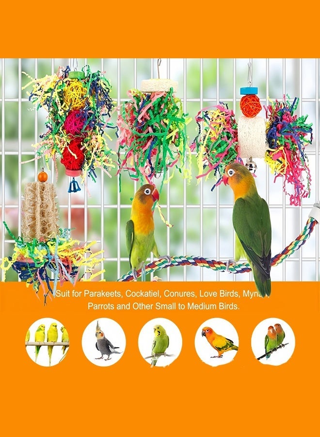 4 pcs bird shredding toys, parrot cage foraging hanging toys - suitable for small parakeets, cockatoos, long tailed parrots, love birds, Finch's parrots chewing hanging cage accessor - Image 5