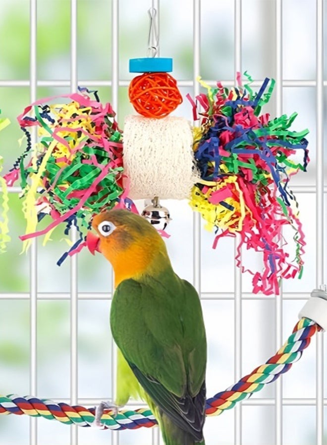 4 pcs bird shredding toys, parrot cage foraging hanging toys - suitable for small parakeets, cockatoos, long tailed parrots, love birds, Finch's parrots chewing hanging cage accessor - Image 4