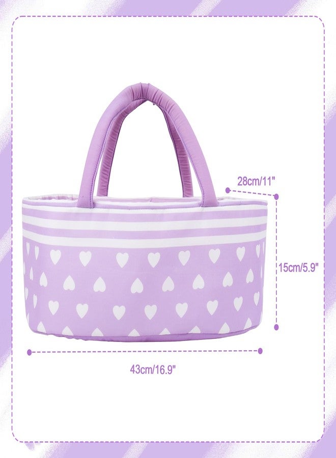 AORI Reborn Baby Dolls Bassinet - Foldable Doll Crib Bed Soft Doll Carrier Accessories with Handle for 17-22 Inches Newborn Baby Girls (Purple) - Image 5