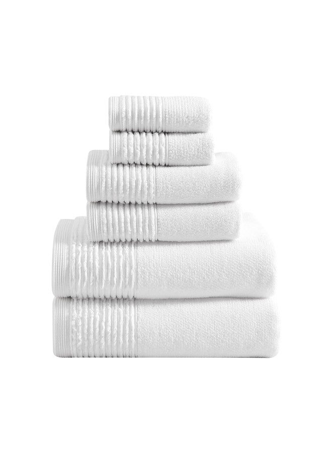 Vera Wang - Bath Towels, Super Soft 100% Cotton Towel Set, Highly Absorbent with a Medium-Weight Plush Feel, Low Linting & Fade Resistant Bathroom Towels (Sculpted Pleat White, 6 Piece) - Image 2