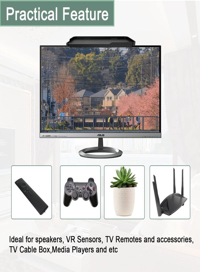 TETVIK TV Screen Top Shelf Monitor Shelf Adjustable Computer Screen for Office Desk, Cellphone Stand, Media Box, Game Console, Router 11.8 x4.7 inch TV Tray Stand Mount Storage Organizer Bracket - Image 2