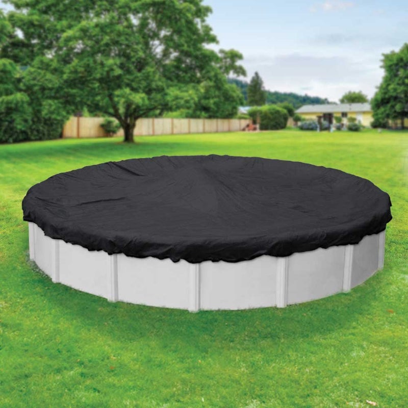 Robelle 28 ft Heavy Duty Mesh Black Winter Pool Cover for Above Ground Pools, 3 ft Overlap (31 ft Cover Size), 10 x 10 Scrim, 3.1 oz/yd2, 10-Year Warranty, Style: 3828 - Image 1