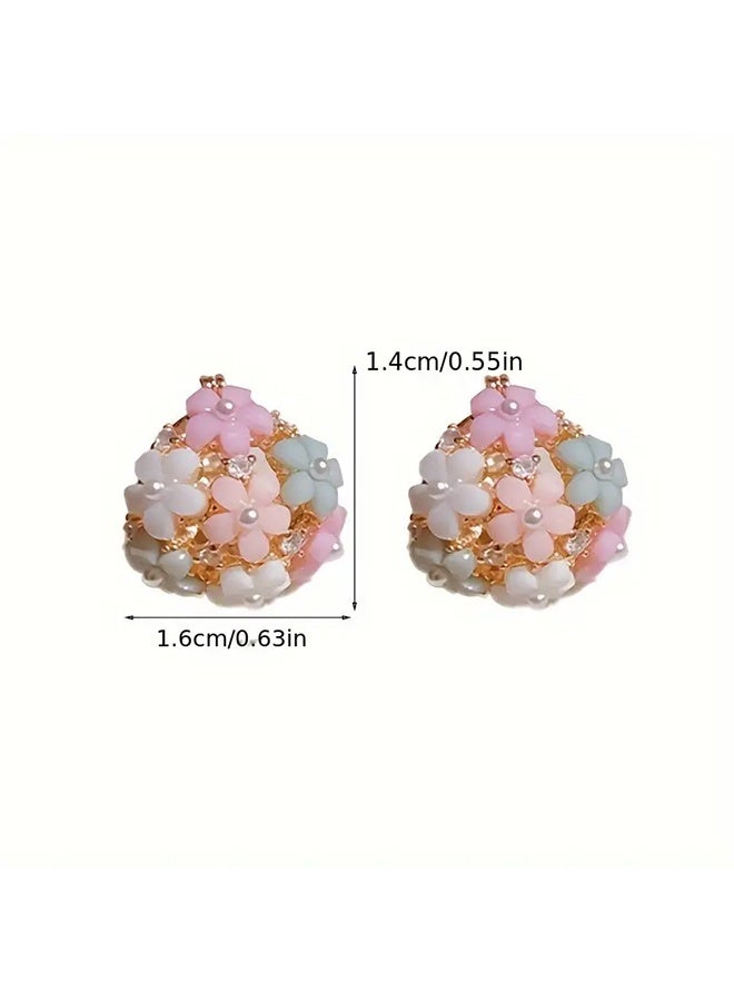 Ready For Chai Fashionable And Versatile Colorful Zirconia Flower Earrings - Image 5