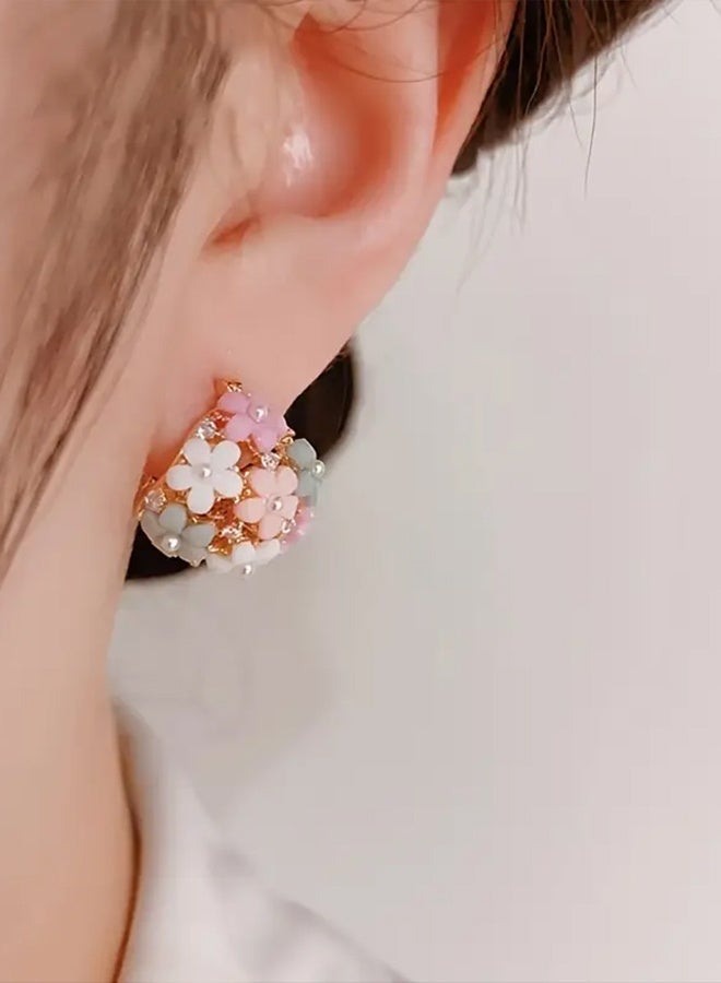 Ready For Chai Fashionable And Versatile Colorful Zirconia Flower Earrings - Image 2