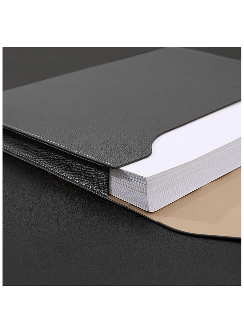 Joyelink PU Leather A4 File Folder, Document Portfolio Holder Waterproof Portfolio Envelope Folder for A4 Letter Size Magnetic Closure Leather Envelope for School, Home and Office Stationery (Black, 1PCS) - Image 3