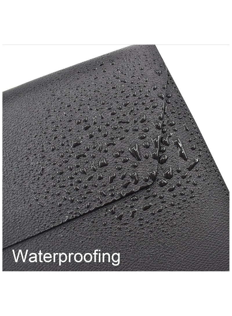Joyelink PU Leather A4 File Folder, Document Portfolio Holder Waterproof Portfolio Envelope Folder for A4 Letter Size Magnetic Closure Leather Envelope for School, Home and Office Stationery (Black, 1PCS) - Image 4