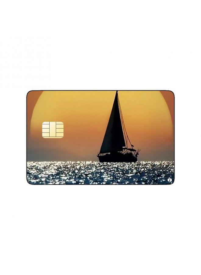 RKN PRINTED BANK CARD STICKER Beautiful Sea View Picture With Boat - Image 1