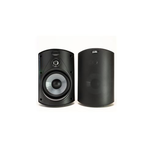 Polk Audio Atrium 4 Weatherproof Outdoor Speakers with Powerful Bass Pair Black AllWeather Durability Broad Sound Coverage SpeedLock Mounting System