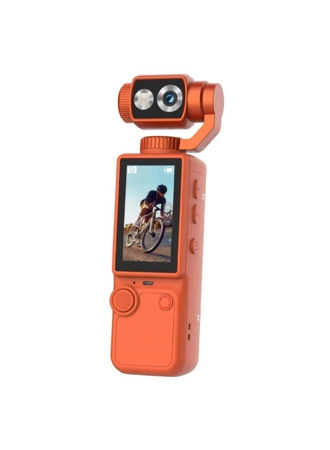 إيرتاب كاميرا تصوير فيديو (Vlogging) جيب بدقة 4K Ultra HD، مزودة بعدسة مثبتة (Gimbal) قابلة للدوران 180 درجة وشاشة لمس مقاس 2.0 بوصة - كاميرا أكشن صغيرة ومثبت فيديو محمول باليد، مخصصة لصناع المحتوى ومنصات TikTok وYouTube والسفر - اللون البرتقالي - Image 1
