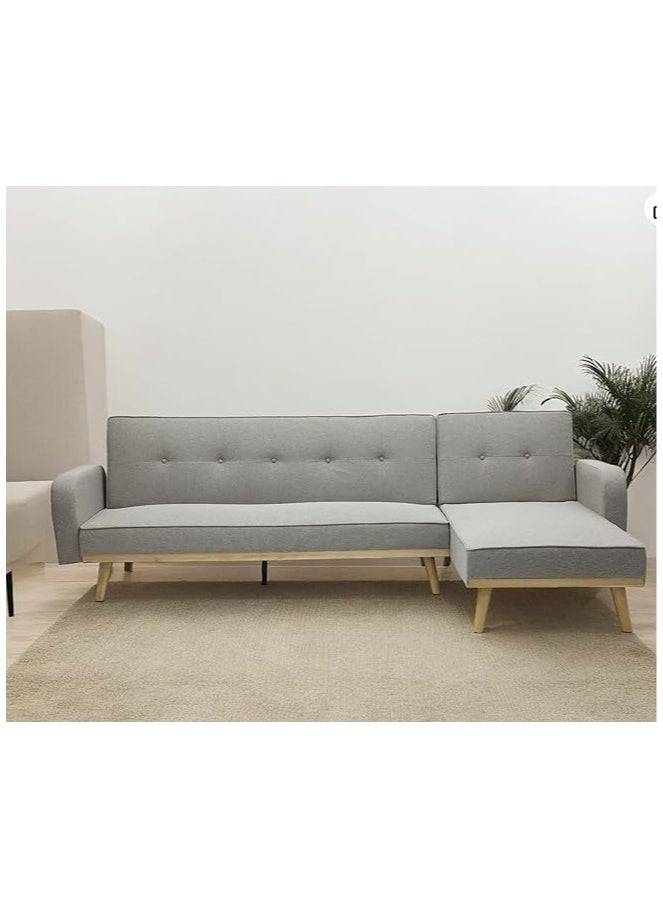 Multi Home Furniture MULTI HOME FURNITURE Modern design Sofa Bed or Three seater L shape sofa made with finest fabric with wooden legs MH-851-LIGHT BROWN   SOFA CUM BED  - Image 3