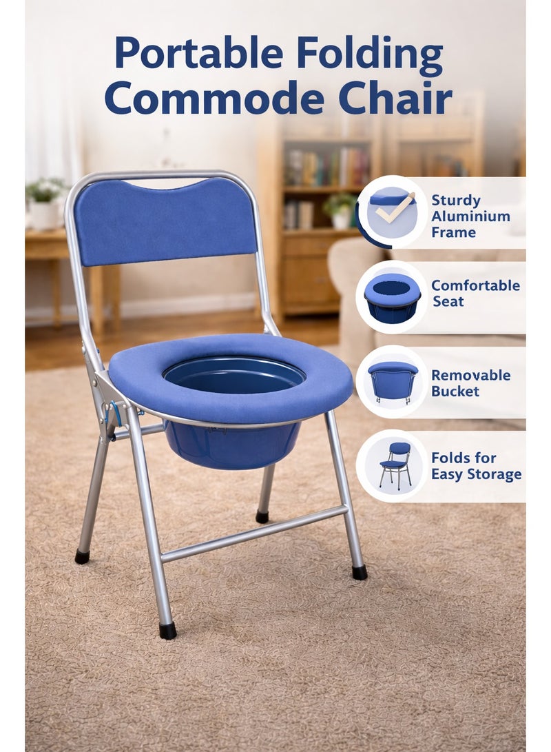 Panvil Foldable Commode Chair – Portable Toilet Seat with Removable Pot and Stainless Steel Frame | Durable WC Chair for Elderly, Patients & Home Care - Image 4