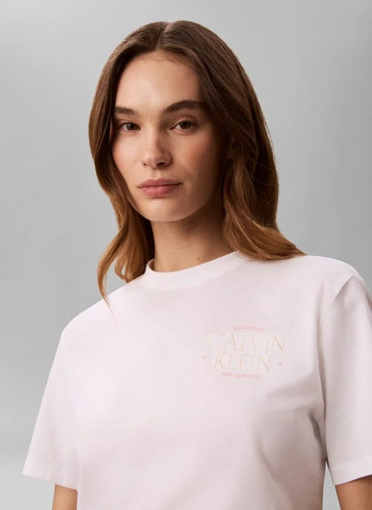 Calvin Klein Jeans  Logo Embroidery Mock Neck T-Shirt for Women | Best Price UAE