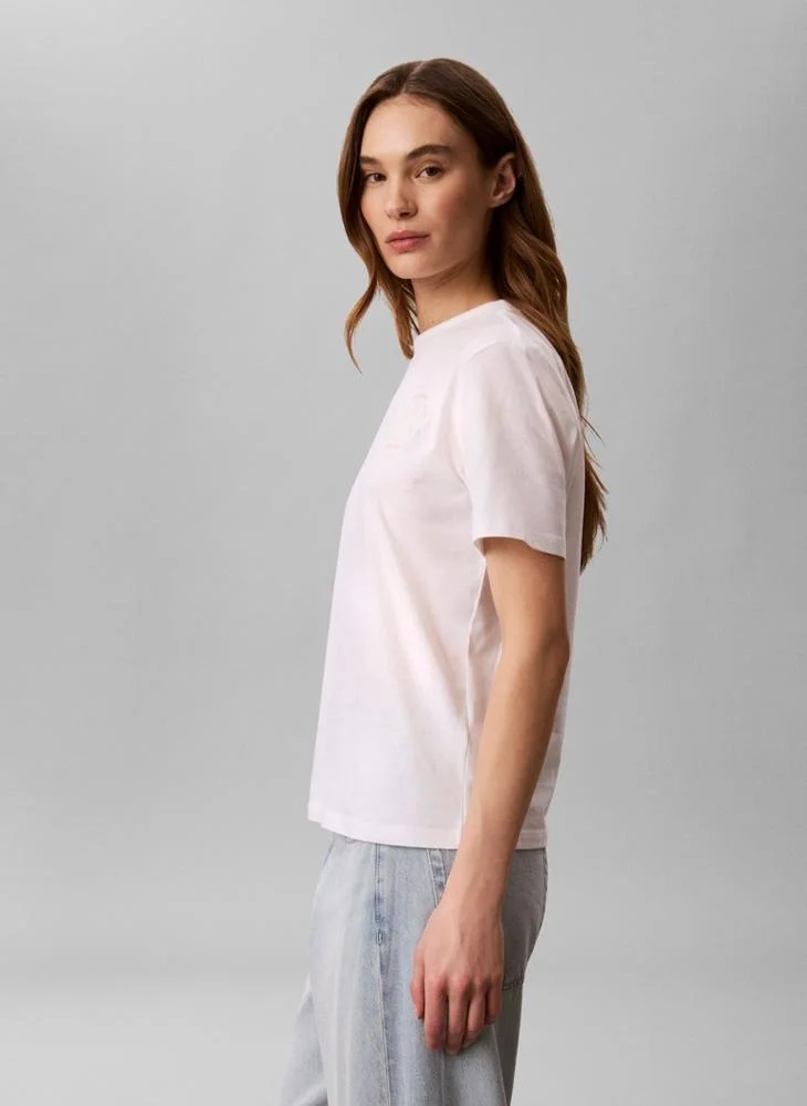 Calvin Klein Jeans  Logo Embroidery Mock Neck T-Shirt for Women | Best Price UAE