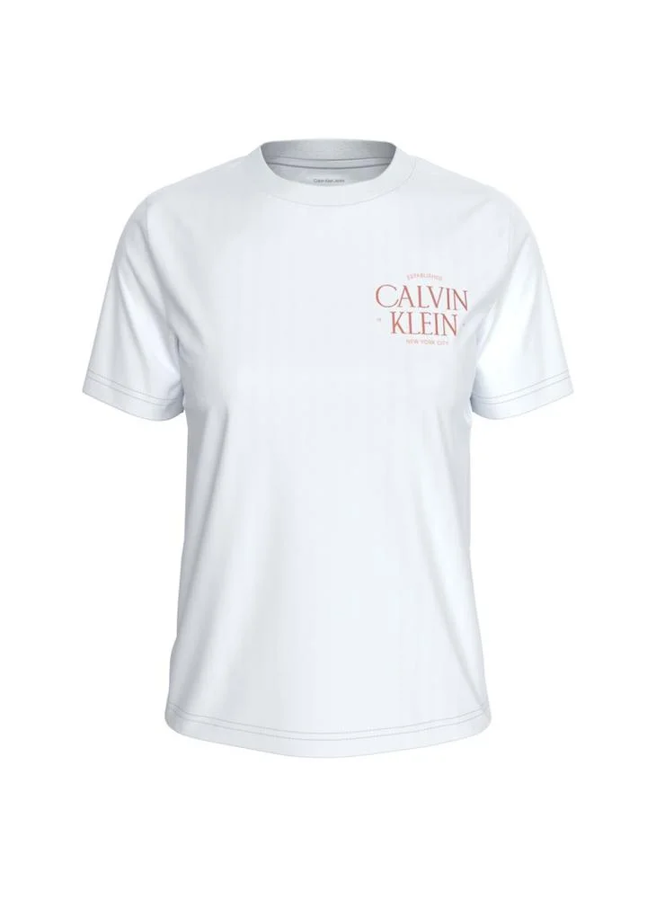 Calvin Klein Jeans  Logo Embroidery Mock Neck T-Shirt for Women | Best Price UAE