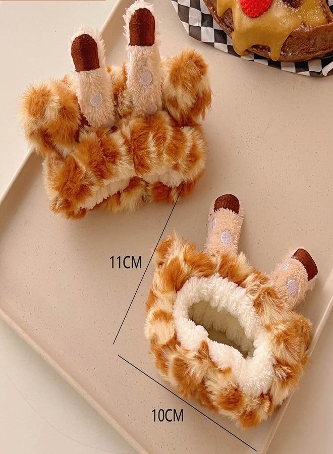 LJJCSFF 3 Pcs Makeup Headband Wristband Set Giraffe Hairband Spa Shower Head Wrap Skincare Hair Accessories Cute Hair Band for Washing Face - Image 2