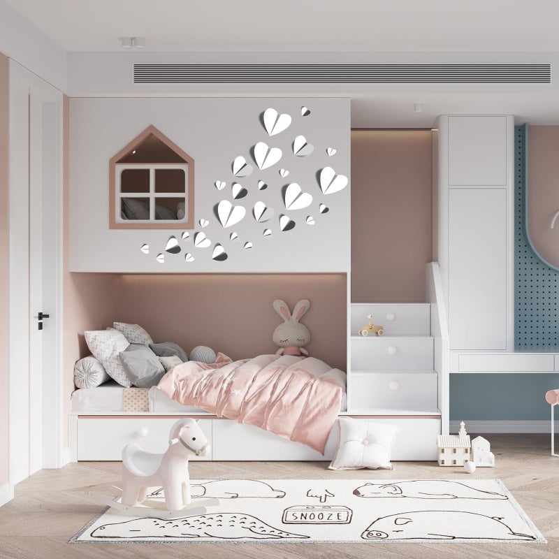 YOTNUS 60 Pcs Silver Heart Stickers Wall Decals  3D Heart Wall Stickers  Waterproof Wall Decals  for Wedding Birthday Party Bedroom Home Office School Decor  4 Different Sizes (Silver) - Image 4