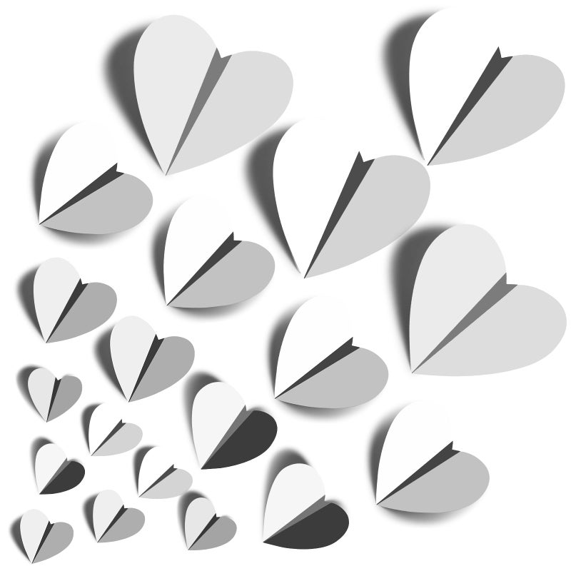 YOTNUS 60 Pcs Silver Heart Stickers Wall Decals  3D Heart Wall Stickers  Waterproof Wall Decals  for Wedding Birthday Party Bedroom Home Office School Decor  4 Different Sizes (Silver) - Image 1