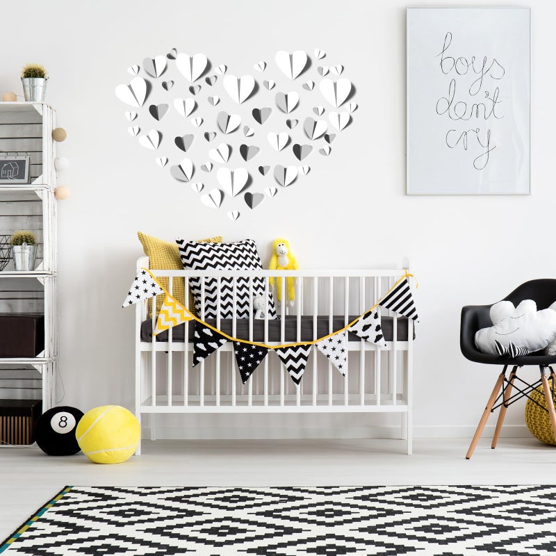 YOTNUS 60 Pcs Silver Heart Stickers Wall Decals  3D Heart Wall Stickers  Waterproof Wall Decals  for Wedding Birthday Party Bedroom Home Office School Decor  4 Different Sizes (Silver) - Image 5