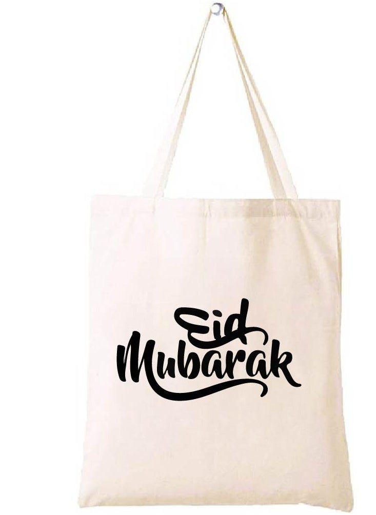 PRINTSHOP4ME Eid Cotton Shopper Bag - Reusable and Eco-Friendly Canvas Tote Bag for Women - Gift for Eid - Perfect for Shopping and Everyday Use - Celebrate Eid in Style  - Image 1