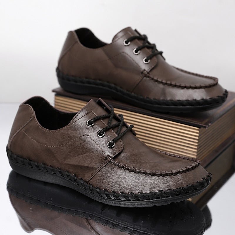 Plus Size Men'S Shoes 2023 New 45 Soft Leather Soft Bottom Black 46 Handmade Men'S Casual Leather Shoes Widened Driving Fashionable Shoes - Image 2