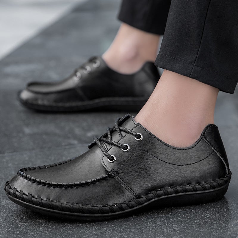 Plus Size Men'S Shoes 2023 New 45 Soft Leather Soft Bottom Black 46 Handmade Men'S Casual Leather Shoes Widened Driving Fashionable Shoes - Image 4