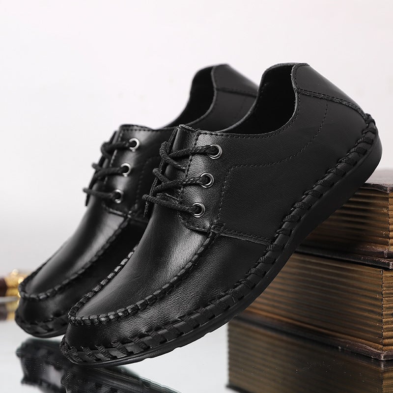 Plus Size Men'S Shoes 2023 New 45 Soft Leather Soft Bottom Black 46 Handmade Men'S Casual Leather Shoes Widened Driving Fashionable Shoes - Image 5