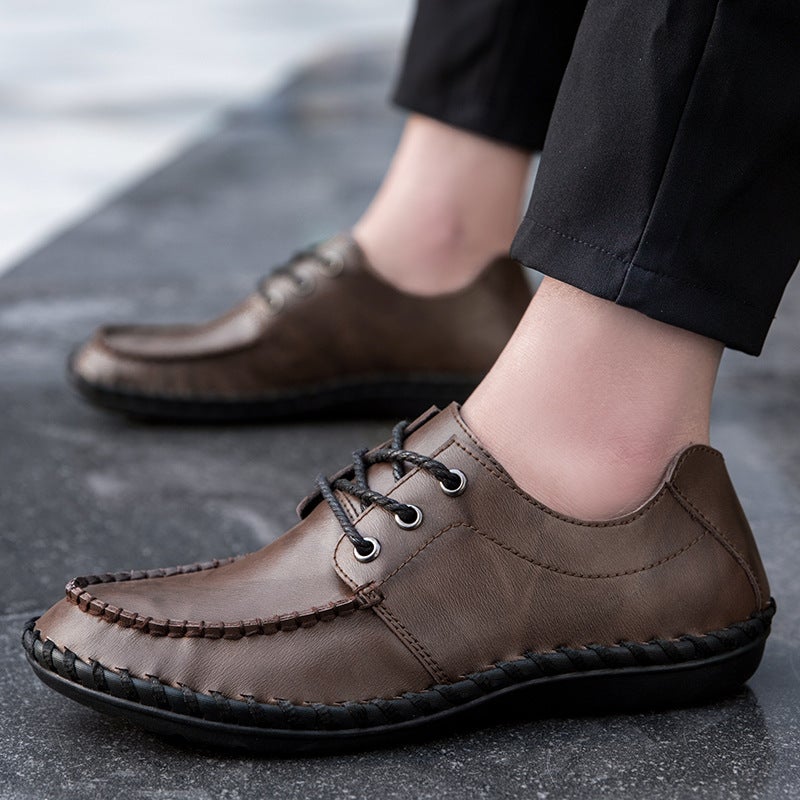 Plus Size Men'S Shoes 2023 New 45 Soft Leather Soft Bottom Black 46 Handmade Men'S Casual Leather Shoes Widened Driving Fashionable Shoes - Image 3