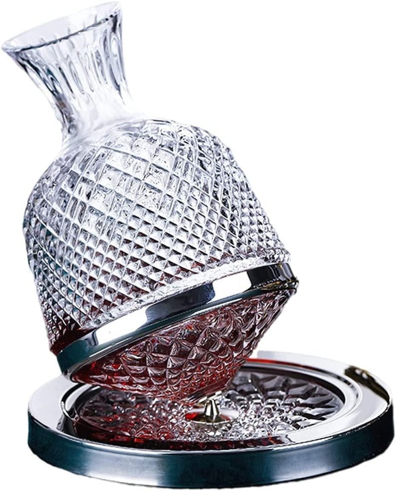 Wrixty Wrixty Red Wine Decanter, Spinning Wine Aerator, Thickened Crystal Glass Golden Base, 360 Rotation, Rapid Wine Aeration, 50oz/1500ml, Wine Lover  - Image 1