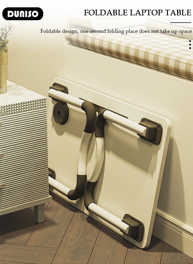 DUNISO طاولة سرير لابتوب قابلة للتعديل، طاولة سرير لابتوب قابلة للطي، مكتب قائم محمول، طاولة لابتوب قابلة للطي مع درج للسرير أو الأريكة أو الأرضية - Image 3