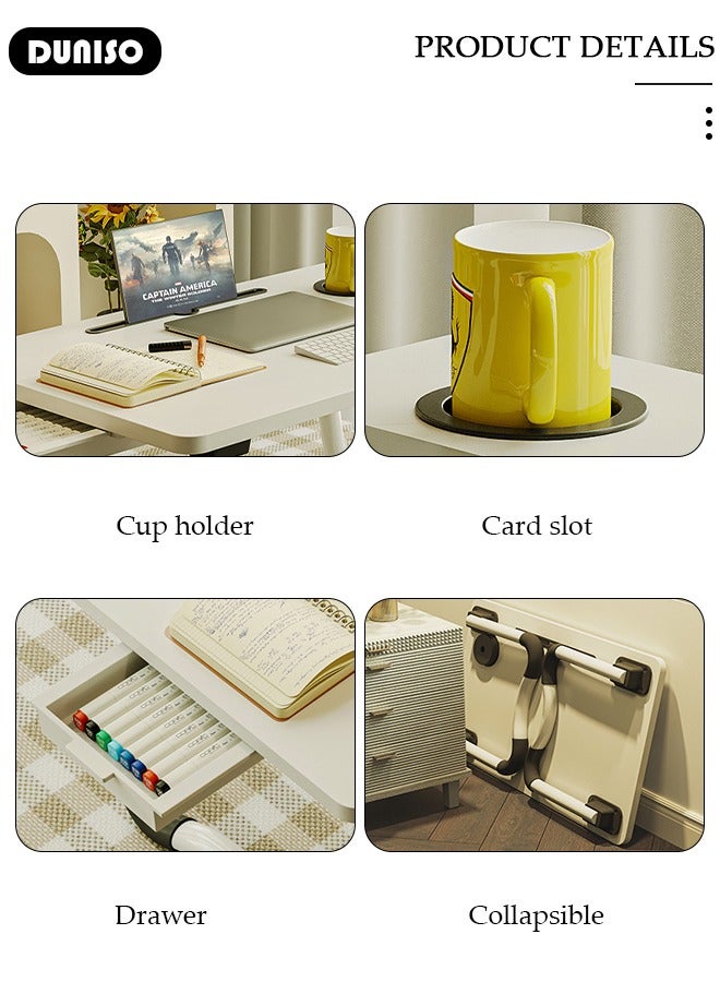 DUNISO طاولة سرير لابتوب قابلة للتعديل، طاولة سرير لابتوب قابلة للطي، مكتب قائم محمول، طاولة لابتوب قابلة للطي مع درج للسرير أو الأريكة أو الأرضية - Image 4