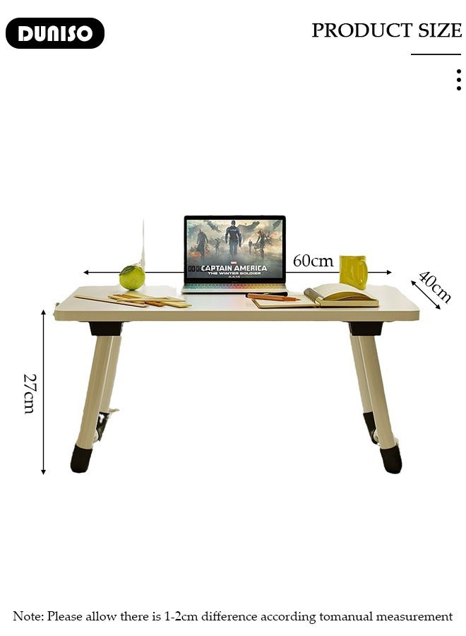 DUNISO طاولة سرير لابتوب قابلة للتعديل، طاولة سرير لابتوب قابلة للطي، مكتب قائم محمول، طاولة لابتوب قابلة للطي مع درج للسرير أو الأريكة أو الأرضية - Image 2