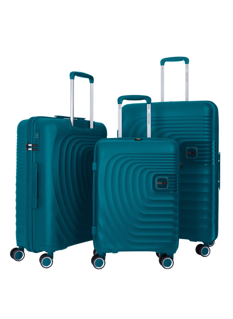 PARAJOHN 3 Piece with Trolley Set with Lightweight Polypropylene Shell 8 Spinner Wheels for Travel Lake Blue  - Image 1