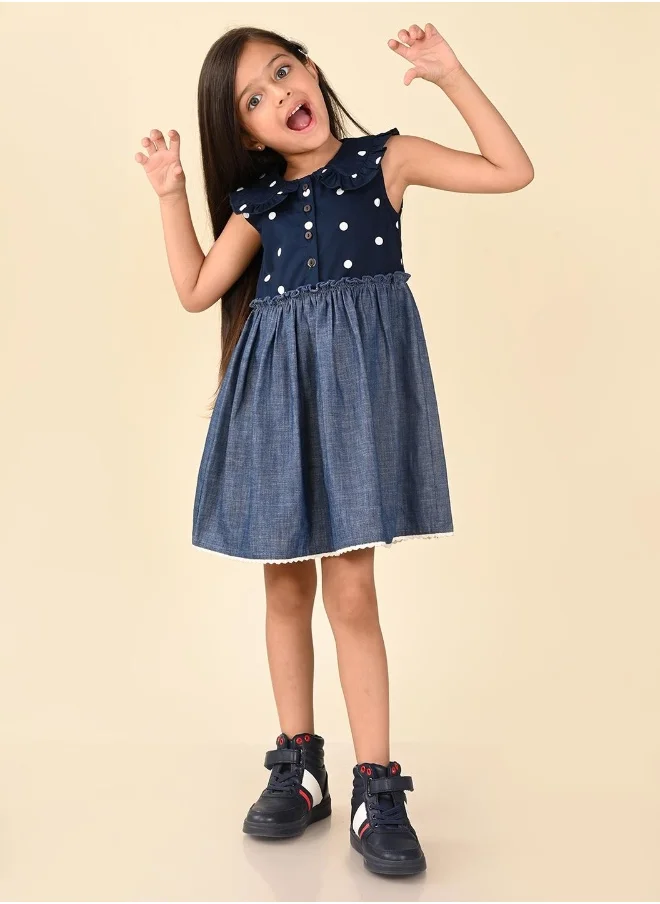 LILPICKS Polka Dot Denim Dress