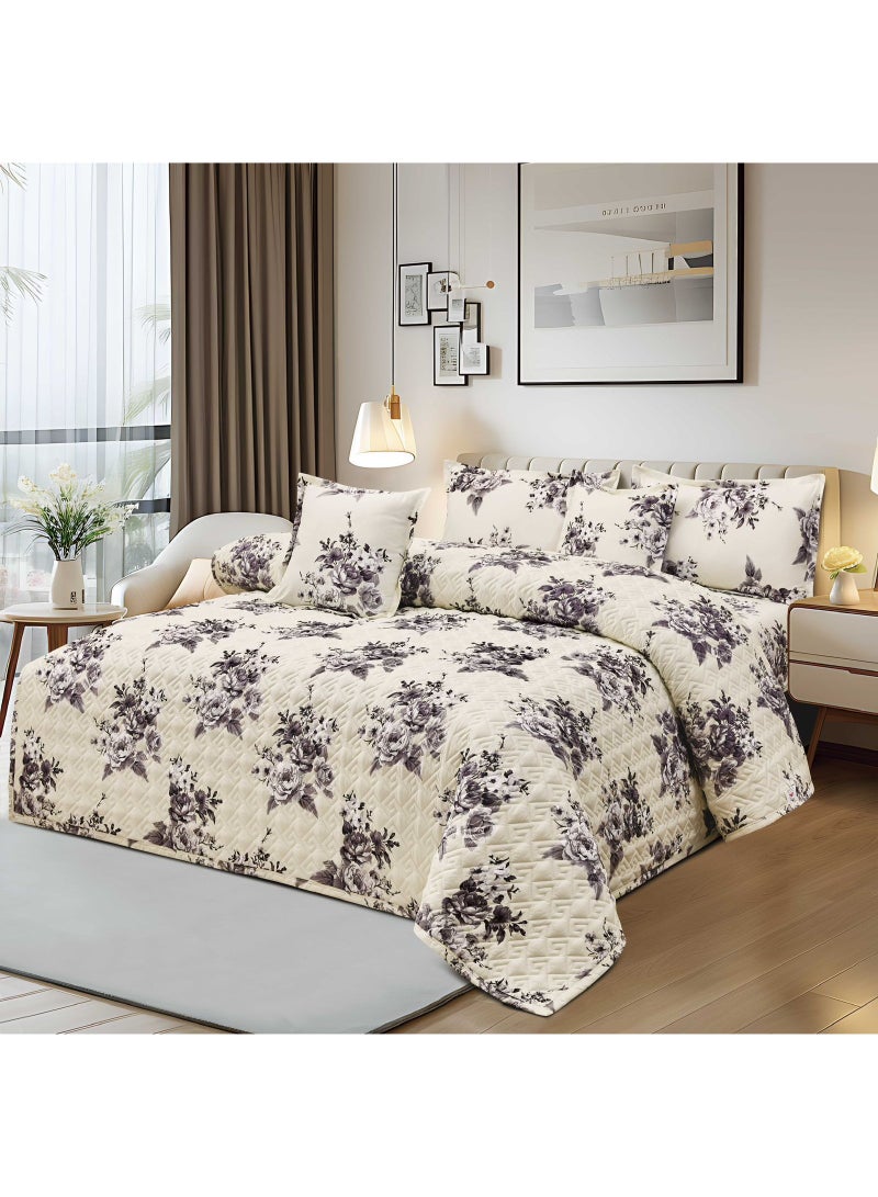 Ming Li Luxury 6-Piece Double Bedding Set – Soft Summer Comforter 250×230 cm – Elegant Floral Design with Bedsheet and Pillowcases – Cool, Breathable Fabric for a Comfortable Sleep - Image 1