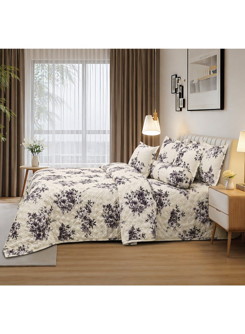 Ming Li Luxury 6-Piece Double Bedding Set – Soft Summer Comforter 250×230 cm – Elegant Floral Design with Bedsheet and Pillowcases – Cool, Breathable Fabric for a Comfortable Sleep - Image 2