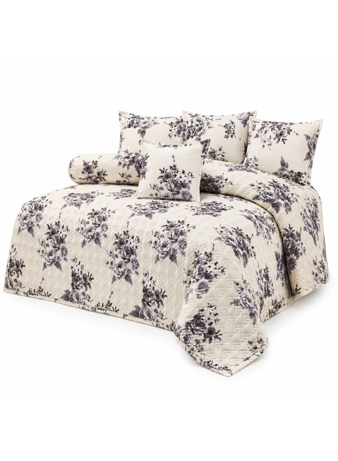 Ming Li Luxury 6-Piece Double Bedding Set – Soft Summer Comforter 250×230 cm – Elegant Floral Design with Bedsheet and Pillowcases – Cool, Breathable Fabric for a Comfortable Sleep - Image 4