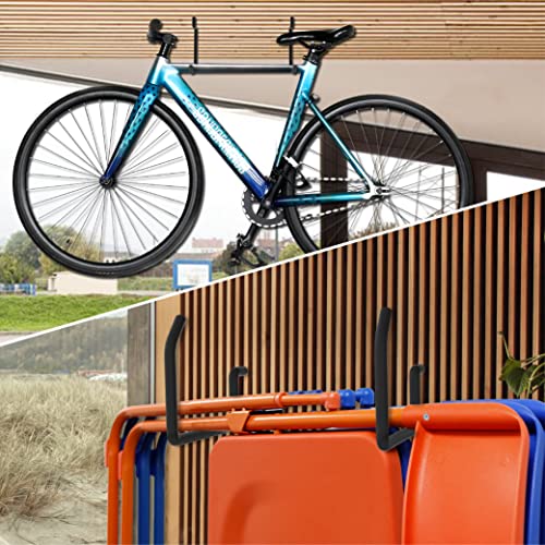 unp POETISKE Screw in Ladder Bike Hooks Ceiling Hanger Wall Mounted Bicycle Chair Garage Organization Heavy Duty Vinyl Coated 4Pack - Image 2