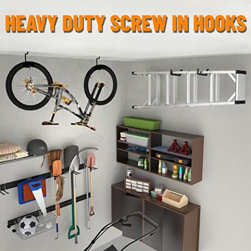 unp POETISKE Screw in Ladder Bike Hooks Ceiling Hanger Wall Mounted Bicycle Chair Garage Organization Heavy Duty Vinyl Coated 4Pack - Image 3