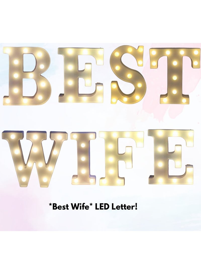 Vitacelli أضواء حروف LED بأحرف بلاستيكية مضيئة - أفضل زوجة ( 8.54 بوصة × 7.2 بوصة × 1.7 بوصة )