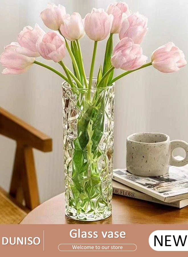 DUNISO Creative Clear Glass Vase Craft Aesthetic Decorative Small Flower Vase Hydroponic Plant Desktop Ornament Modern Irregularity Vase for Flowers Rose Home and Office - Image 1