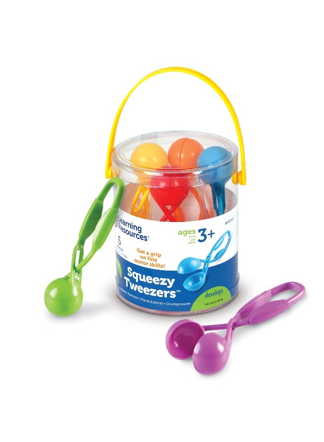 ليرننج ريسورسز ملاقط ضغط من Learning Resources، مجموعة من 6 قطع، أداة تنمية المهارات الحركية الدقيقة للأطفال، تقوي عضلات اليد، مثالية للعب الحسي، تتضمن دلو تخزين، للأعمار من 3 سنوات فما فوق - Image 1