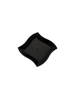 Restaurantware Restaurantware-7 x 7 Inch Dessert Plates, 100 Cocktail Plates - Square, Wavy Edges, Black Plastic Disposable Appetizer Plates, Holds Sauces And Dips, For Weddings or Birthday Parties  - Image 1