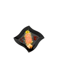 Restaurantware Restaurantware-7 x 7 Inch Dessert Plates, 100 Cocktail Plates - Square, Wavy Edges, Black Plastic Disposable Appetizer Plates, Holds Sauces And Dips, For Weddings or Birthday Parties  - Image 2