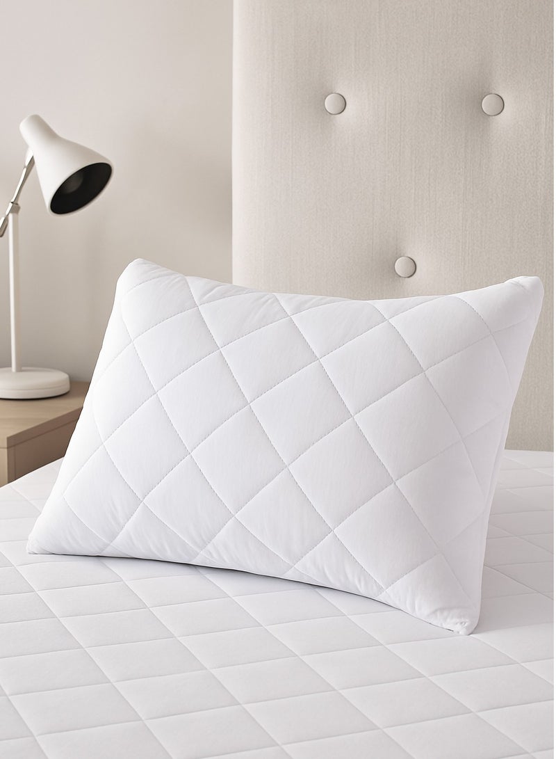 Eworld Royal Dream Luxury King Size Quilted Pillow, 50x75 cm, White, 2 Piece Set - Image 1